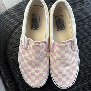 Vans Kids Pink and White Checkered Slip-On Sneakers